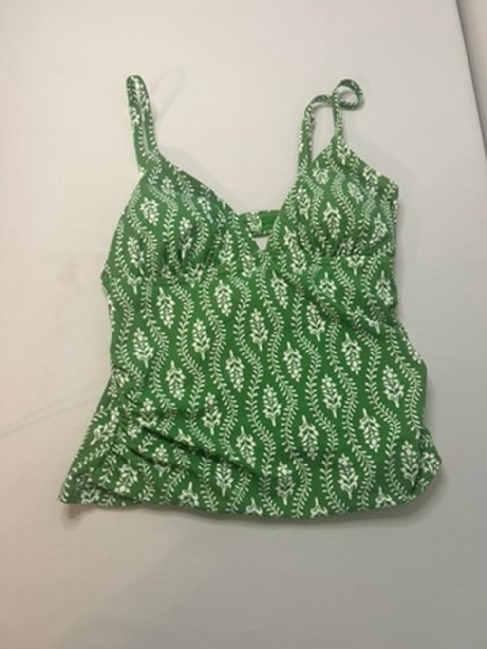 CeCe Womens Small Green Leaf Print Underwire Tankini Swim Top NWT Adjustable